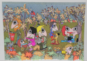 Lot 114 - Kerri Stokes (Active c1970s - 90s) Large unframed Gouache - In The Par