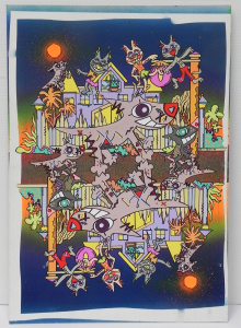 Lot 117 - Kerri Stokes (Active c1970s - 90s) Unframed Gouache - Cats & Dogs