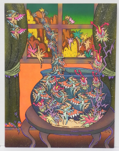 Lot 123 - Kerri Stokes (Active c1970s - 90s) Large unframed Gouache - From River