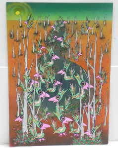 Lot 124 - Kerri Stokes (Active c1970s - 90s) Large unframed Gouache - Billabong