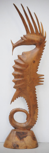 Lot 140 - Large Carved Wooden Tribal Seahorse Sculpture - Approx 83cm H