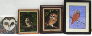 Lot 143 - 4 x Framed paintings of Owls - all signed, Scott Eckstein 'Tawny Owl',