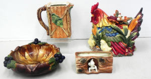 Lot 170 - Group of vintage majolica and other ceramics inc fruit bowl (26cm W) a