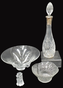 Lot 193 - 4 pces Crystal & Glass inc Cut & Faceted Decanter with marked