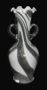 Lot 197 - Vintage 1970s Italian Opaline Art Glass - Black & White swirl with