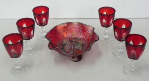 Lot 198 - Group lot of Vintage Red Glass inc Fenton Red Stag & Holly spatula