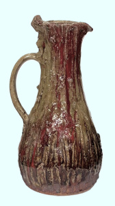 Lot 206 - Hatton Beck stoneware pottery Jug, rough textured earthy tones with re