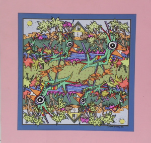 Lot 216 - Kerri Stokes (Active c1970s - 90s) Unframed Gouache - Reflecting Birds