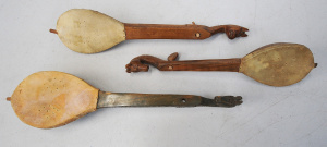 3 x Vintage Miniature Carved Wooden Gusle Balkan Folk single-stringed musical in