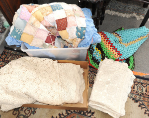 Group lot inc Handcrafted Patchwork Quilt, Crocheted colourful throw & Croch