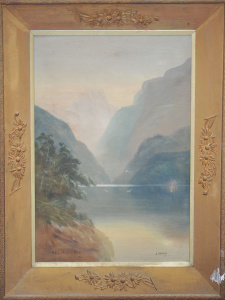 J Herero (Active c1900) Large Gilt framed Oil Painting - Wet Jacket Arm, New Zea