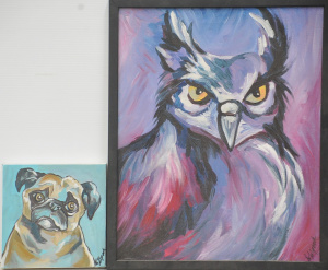 Jo Jo Spook (Active c1990s - 2020s) 2 x Oil Paintings on Canvas - The Pug &