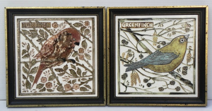 Lot 109 - 2 x framed Majolica decorative ceramic tiles by MAW - framed 25cm W