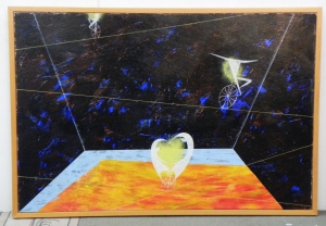 Lot 119 - Artist Unknown (RX) Large framed Surrealist Oil Painting on Canvas - T