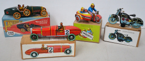 Lot 096 - 4 x Boxed Tin Toy Vehicles inc Fantastic & Co clock work Bugatti T