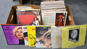 Lot 033 - Large lot of 2 boxes of vintage vinyl 12, 6 & 33 records inc Simon