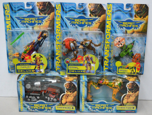 Lot 136 - 5 x vintage mint boxed and carded Transformers Beast Machines figures