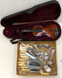 Lot 052 - Mixed Group lot inc Alfred Stingl by Hfner AS-060 Violin & Tray of