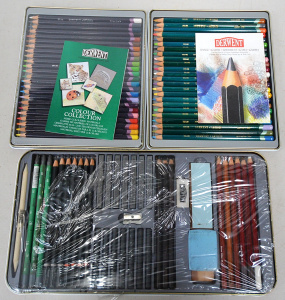 Lot 095 - 3 x Boxed Derwent Pencils inc Artist set 24 - as new, Set 24 Studio (s