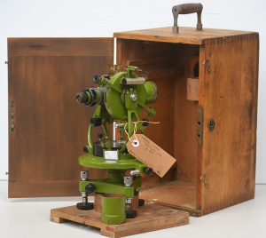 Lot 150 - 1935 boxed Geofizika Moscow theodolite (Russia) - box 42cm H