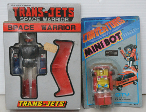Lot 180 - 2 x boxed & carded vintage Kids Toy Robots - Mazinga style Space W