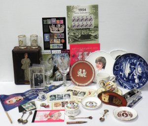 Lot 185 - Large Group of Commemorative Royality items inc 1954 Royal Visit Flag,