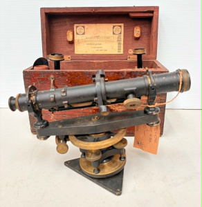 Lot 199 - 1920s boxed Keuffel & Esser brass surveying transit (USA) - box 31