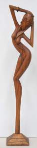 Lot 142 - Hand Carved Wooden Balinese Elongated Female Dancer - Approx 80cm H