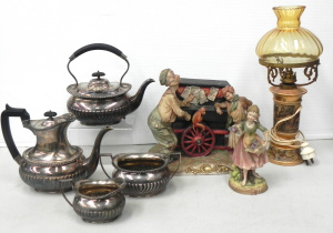 Lot 091 - Mixed group lot inc D&A EPNS set inc teapot, coffee pot, creamer,
