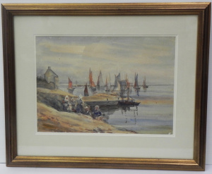 Lot 116 - Artist Unknown (British 19th C) Framed Watercolour - Boats at Harbour