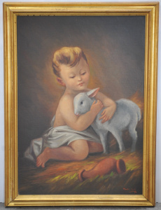 Lot 061 - Paolo Camillieri Cauchi (1940 - ) Large gilt framed Oil Painting - The