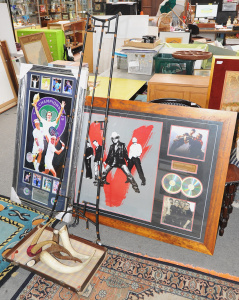 Lot 046 - Mixed Lot incl Framed U2 Display, Assorted Animal Horns, Framed Roger