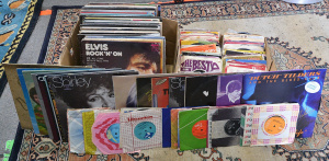 2 x Boxes of Vinyl LPs & 45rpm Records & Singles incl Elvis, Shirley Bas