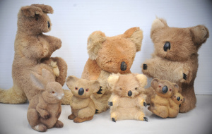 Box Australian Native Animals Soft Toys inc Koalas, Kangaroo & Joey Flocked