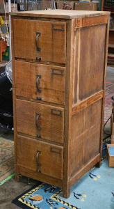 Vintage Four Drawer Wooden Filing Cabinet - Approx 138cm H