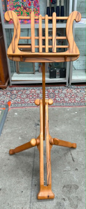 Lot 003 - Wooden music stand, light grain with dark streaks poss Blackheart Sass