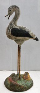 Lot 004 - Vintage cement and metal seagull lawn ornament with frog and lizard on