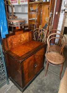 Lot 023 - Group lot of Furniture inc 4 x Bentwood Chairs & Unusual Art Deco