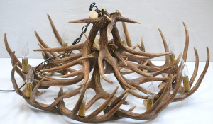 Lot 029 - Large round faux antler light fitting approx 90cms D