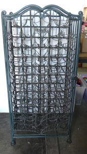 Lot 045 - Ornate wrought iron wine cage with Verdigris finish - 127cm H
