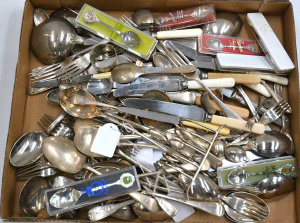 Lot 083 - Group lot of EPNS cutlery & Serving ware inc Cutlery set for 12 (m