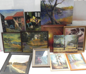 Lot 093 - Group of framed and unframed Robert Stokes (active 1970s-1990s) oil pa