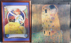 Lot 095 - 2 x lge Art Nouveau pictures - Klimpt stretched canvas print & Wom
