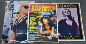 Lot 111 - 3 x Vintage Posters incl Madonna, Pulp Fiction Movie Poster & Tran