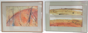 Lot 121 - Artist Unknown - 2 x Large framed Mixed Medias - Fire track Landscape