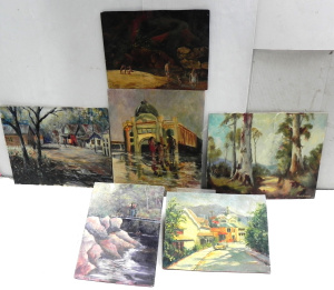 Lot 130 - Group of unframed signed Robert Stokes (active 1970s-1990s) oil painti