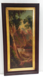 Lot 136 - c1900 framed oil painting of Australian bush river scene - signed AW l