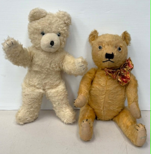 Lot 187 - 2 x vintage Teddy bears - Joy Toys golden mohair plush, jointed, 52cm