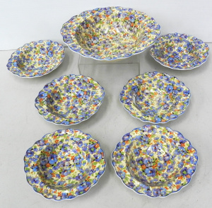 Lot 200 - Group of vintage Crown Ducal All Over Foral ceramics - 7pce Dessert S