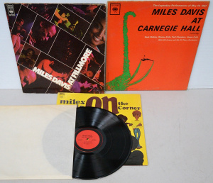 Lot 201 - 3 x vintage Miles Davis Vinyl Lp Records - On The Corner (US pressing,